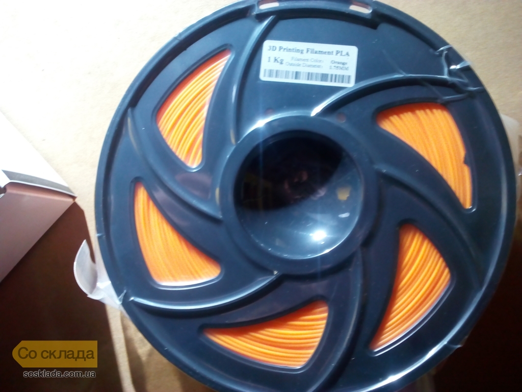 Пластик PLA для 3D принтера цвет оранжевый, 1кг на катушке Фото #1